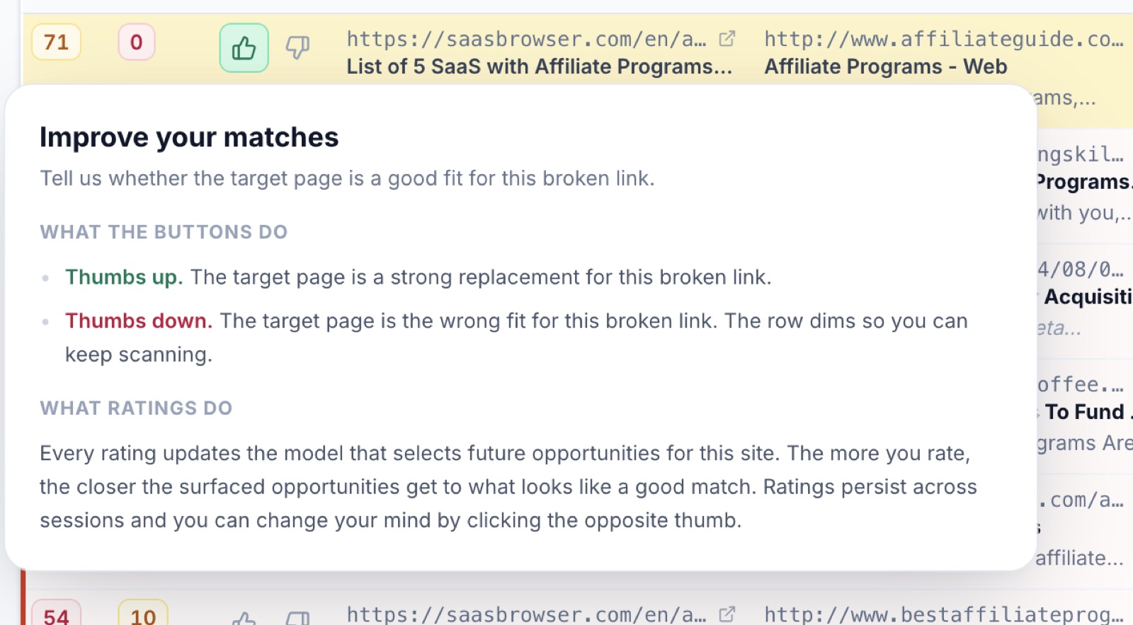 ๐๐ Rating matches screenshot